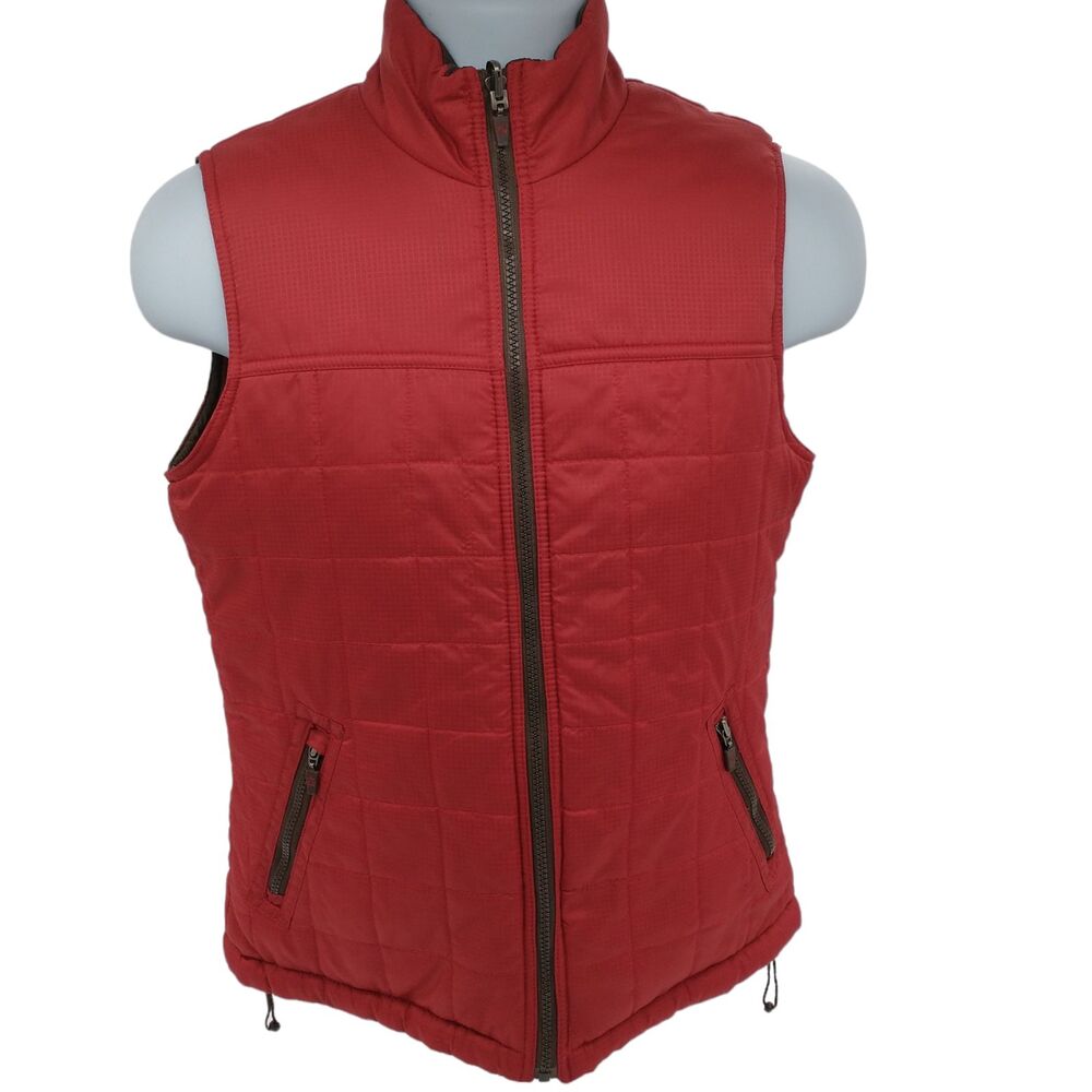 Ruff Hewn Reversible Quilted Zip Vest Red Brown Ripstop Drawstring Womens Medium